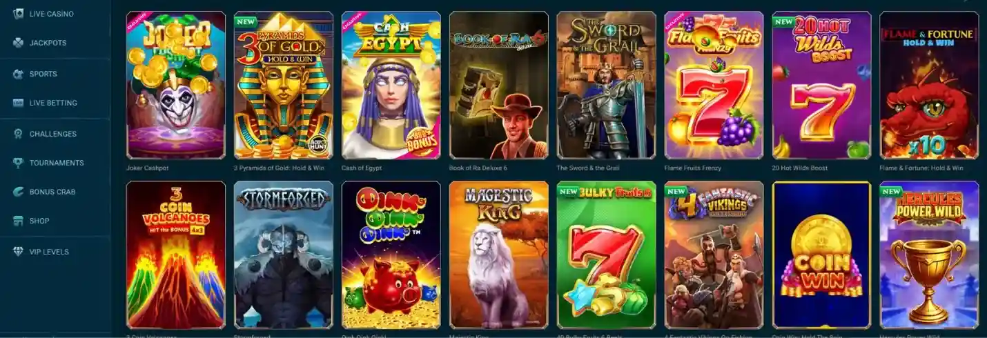 Lobby Slotuna con colonna promozioni a sinistra